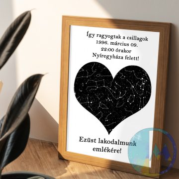   Szív alakú csillagtérkép ajándék a szerelmes emlékekhez