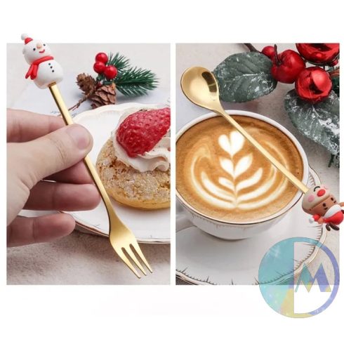 Díszdobozos karácsonyi ajándék kanál és villa szett