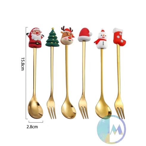 Díszdobozos karácsonyi ajándék kanál és villa szett