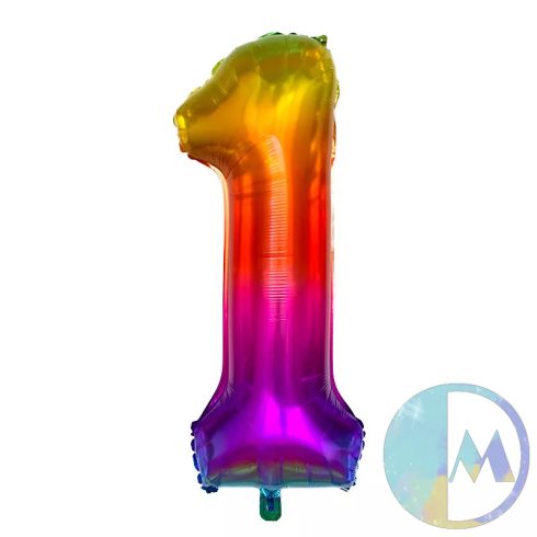 Többféle színben rendelhető hatalmas, 1 méteres fólia lufi, 1-es szám