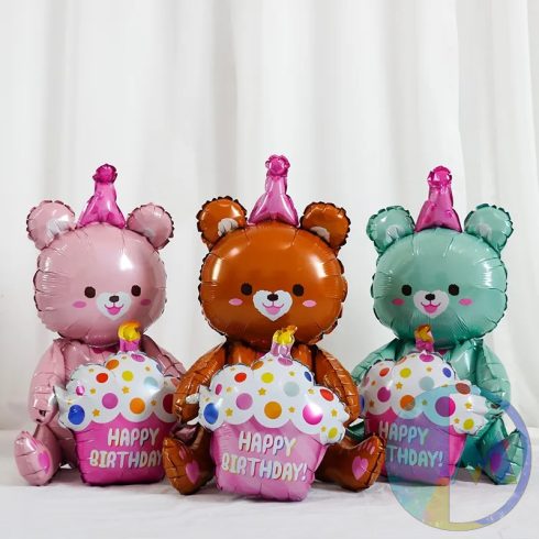 Egy méteres születésnapos mackó fólia lufi