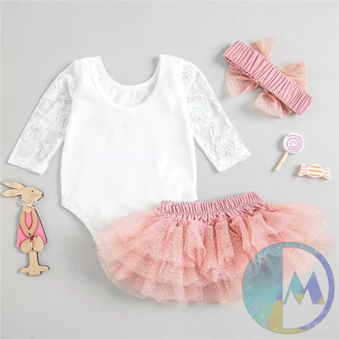 Csipkés hosszú ujjú 3 részes szülinapi szett