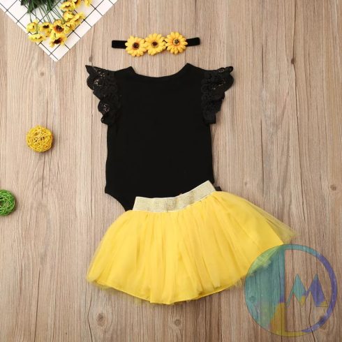 Vagány, fekete színű napraforgós 1 éves születésnapi szett