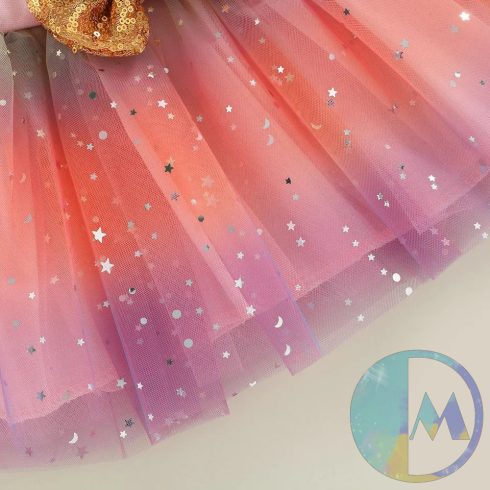 Arany masnis, ombre színű tüll szoknyás 3 részes 1 éves születésnapi szett