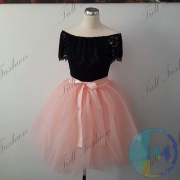   Tulipán formájú felnőtt, 7 rétegű világos barack színű tütü, tüll szoknya