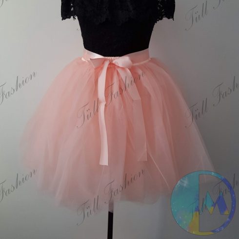 Tulipán formájú felnőtt, 7 rétegű világos barack színű tütü, tüll szoknya