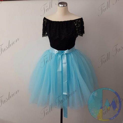 Tulipán formájú felnőtt, 7 rétegű égszínkék színű tütü