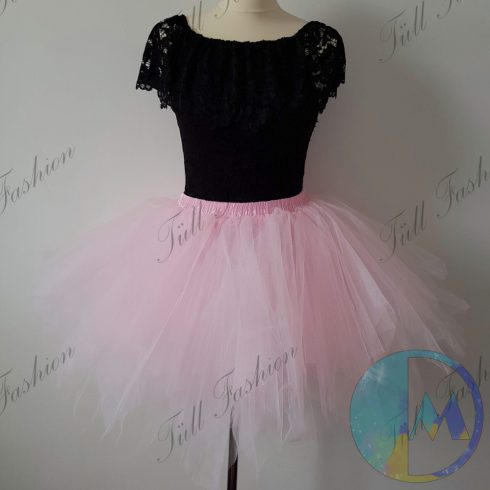 Tépett fazonú rózsaszín színű tütü, tüll szoknya